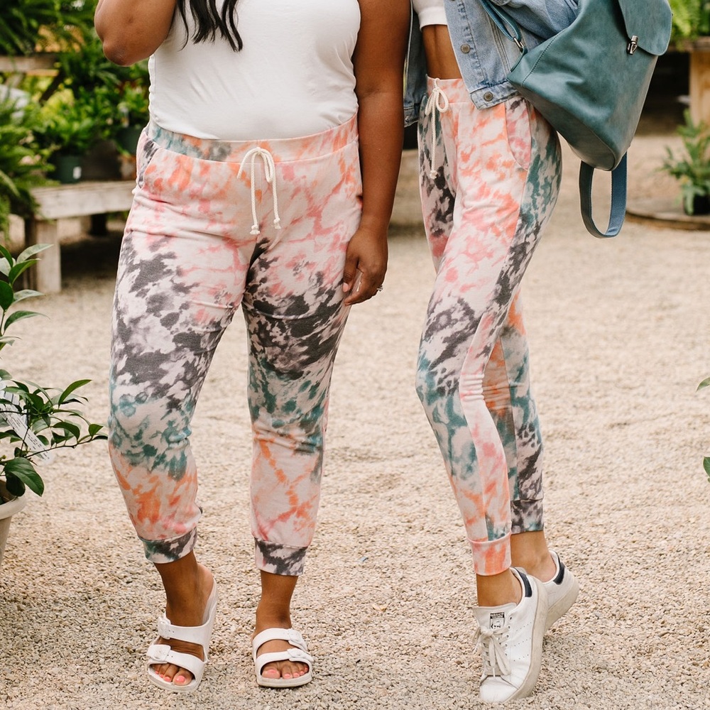 Coral Tie Dye Joggers - Picture 4 of 10